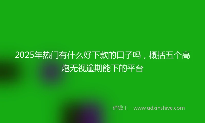 2025年热门有什么好下款的口子吗，概括五个高炮无视逾期能下的平台