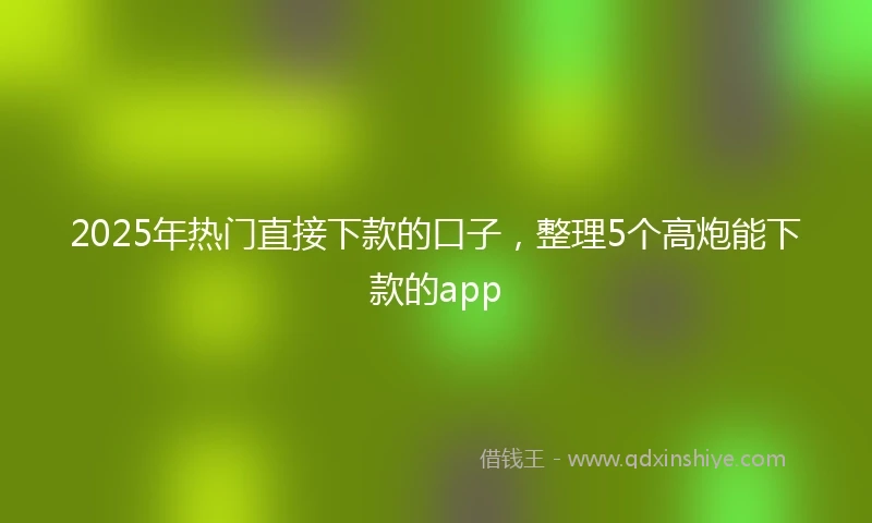 2025年热门直接下款的口子，整理5个高炮能下款的app