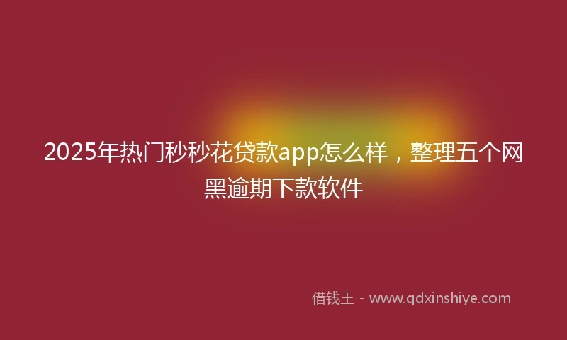 2025年热门秒秒花贷款app怎么样，整理五个网黑逾期下款软件