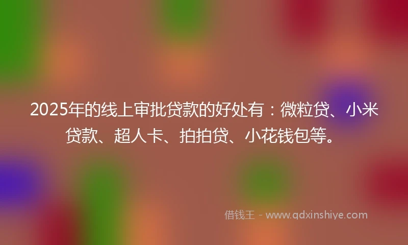 2025年的线上审批贷款的好处有：微粒贷、小米贷款、超人卡、拍拍贷、小花钱包等。