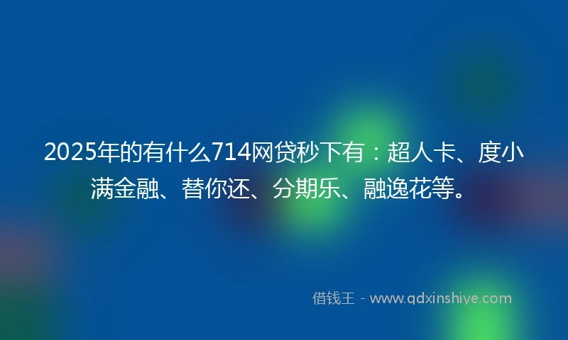 2025年的有什么714网贷秒下有：超人卡、度小满金融、替你还、分期乐、融逸花等。