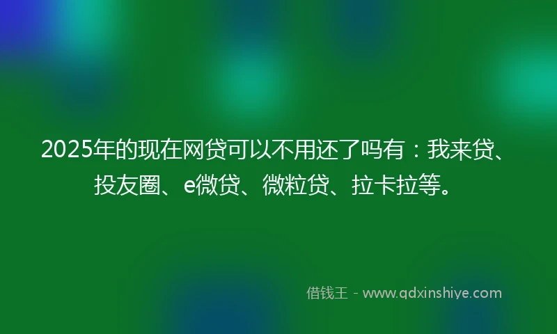2025年的现在网贷可以不用还了吗有：我来贷、投友圈、e微贷、微粒贷、拉卡拉等。