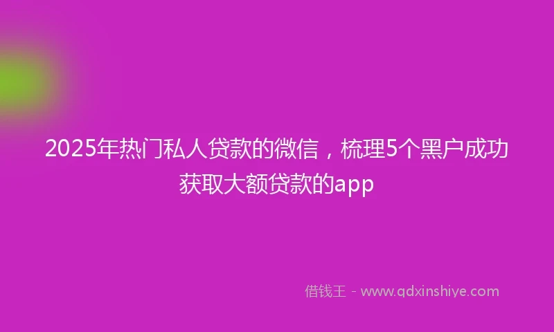 2025年热门私人贷款的微信，梳理5个黑户成功获取大额贷款的app