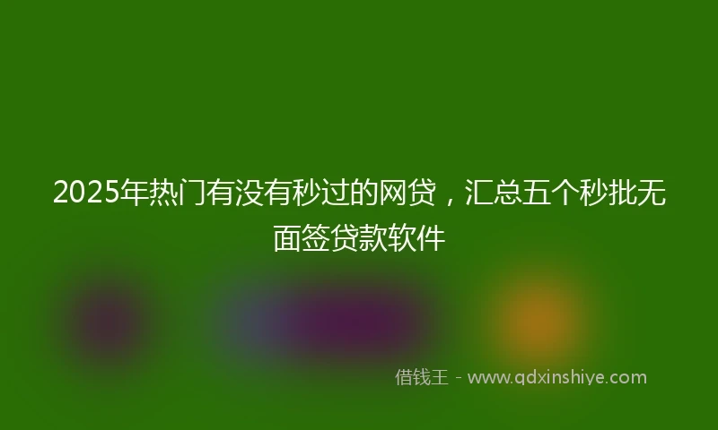 2025年热门有没有秒过的网贷，汇总五个秒批无面签贷款软件
