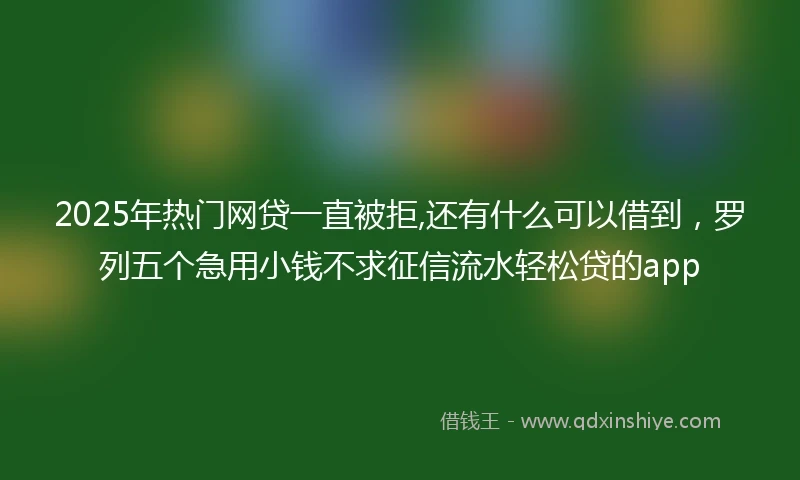 2025年热门网贷一直被拒,还有什么可以借到，罗列五个急用小钱不求征信流水轻松贷的app