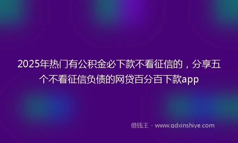 2025年热门有公积金必下款不看征信的，分享五个不看征信负债的网贷百分百下款app