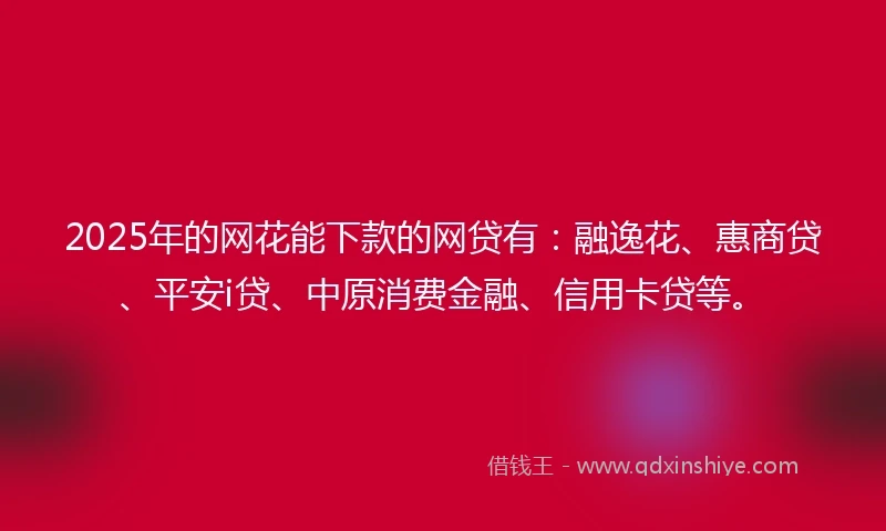 2025年的网花能下款的网贷有：融逸花、惠商贷、平安i贷、中原消费金融、信用卡贷等。