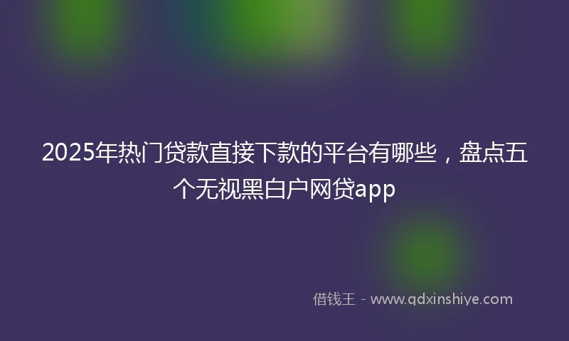 2025年热门贷款直接下款的平台有哪些，盘点五个无视黑白户网贷app
