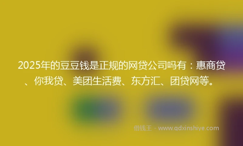 2025年的豆豆钱是正规的网贷公司吗有：惠商贷、你我贷、美团生活费、东方汇、团贷网等。
