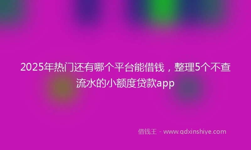 2025年热门还有哪个平台能借钱，整理5个不查流水的小额度贷款app