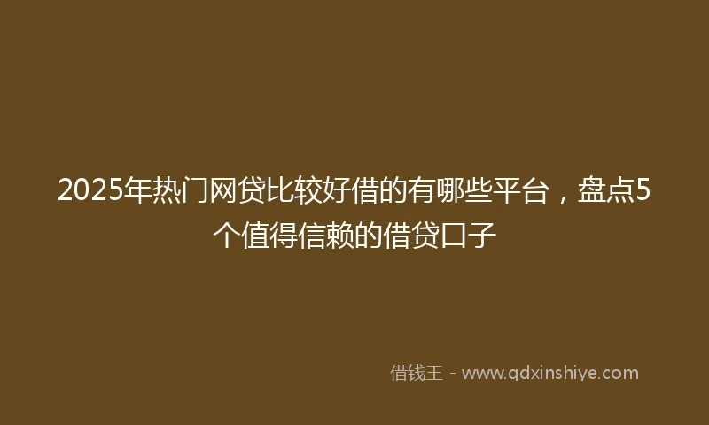 2025年热门网贷比较好借的有哪些平台，盘点5个值得信赖的借贷口子