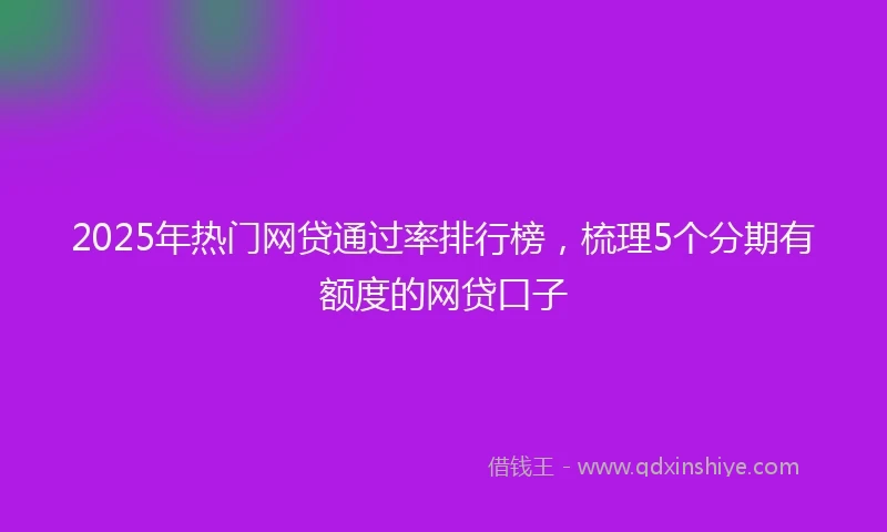2025年热门网贷通过率排行榜，梳理5个分期有额度的网贷口子