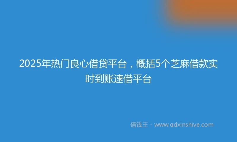 2025年热门良心借贷平台，概括5个芝麻借款实时到账速借平台
