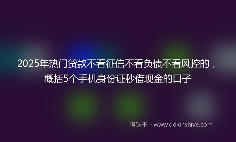 2025年热门贷款不看征信不看负债不看风控的，概括5个手机身份证秒借现金的口子