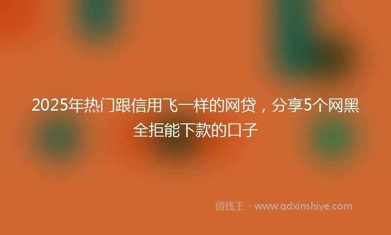 2025年热门跟信用飞一样的网贷，分享5个网黑全拒能下款的口子