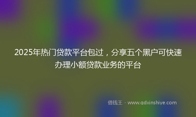 2025年热门贷款平台包过，分享五个黑户可快速办理小额贷款业务的平台