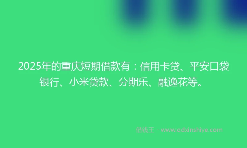 2025年的重庆短期借款有：信用卡贷、平安口袋银行、小米贷款、分期乐、融逸花等。