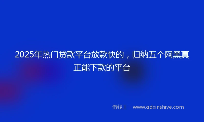 2025年热门贷款平台放款快的，归纳五个网黑真正能下款的平台