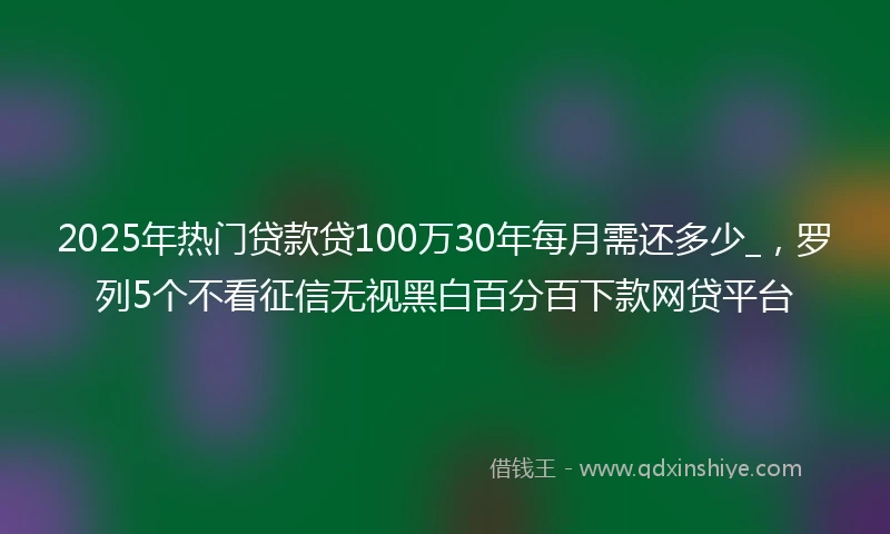 2025年热门贷款贷100万30年每月需还多少_，罗列5个不看征信无视黑白百分百下款网贷平台