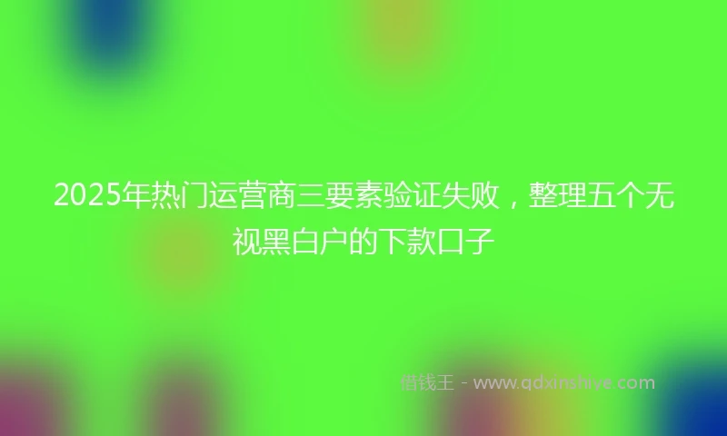 2025年热门运营商三要素验证失败，整理五个无视黑白户的下款口子