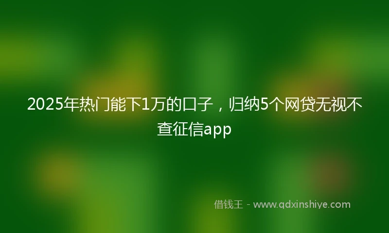 2025年热门能下1万的口子，归纳5个网贷无视不查征信app