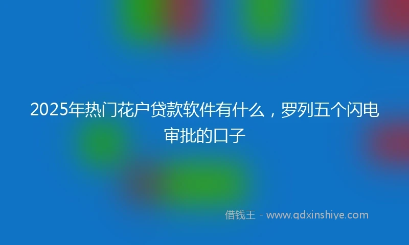 2025年热门花户贷款软件有什么，罗列五个闪电审批的口子