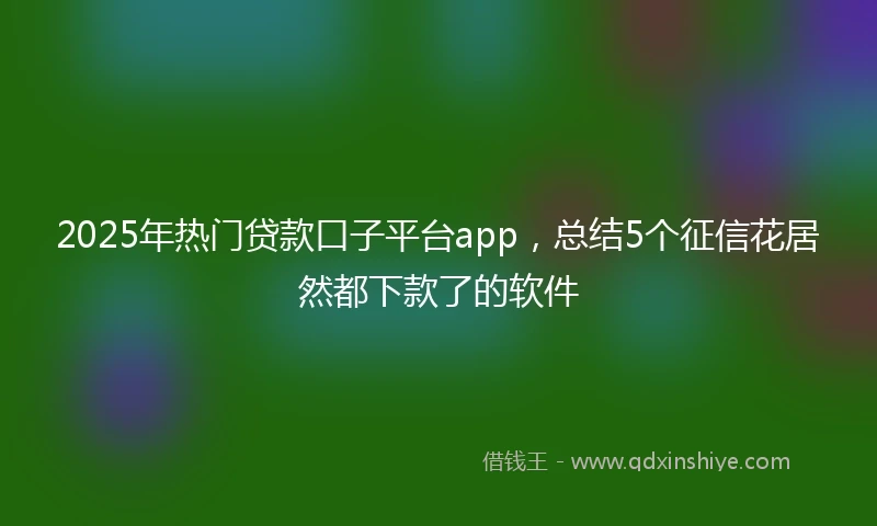 2025年热门贷款口子平台app，总结5个征信花居然都下款了的软件