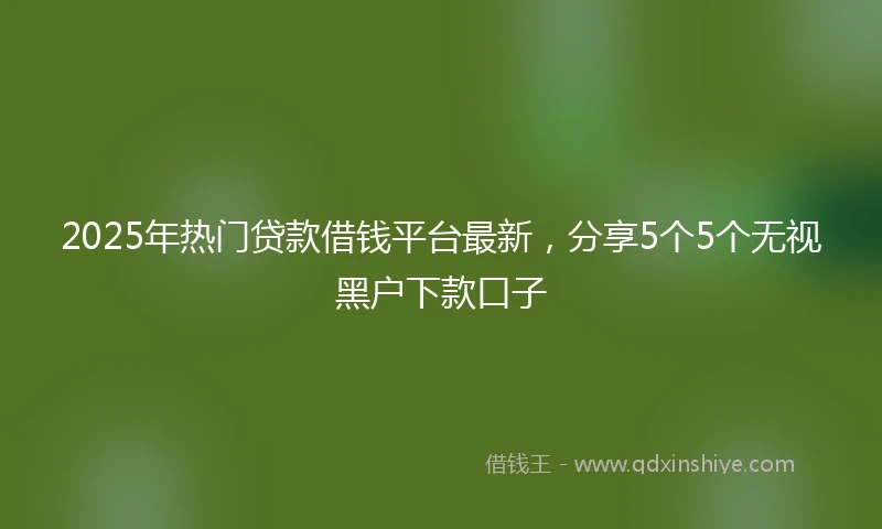 2025年热门贷款借钱平台最新，分享5个5个无视黑户下款口子