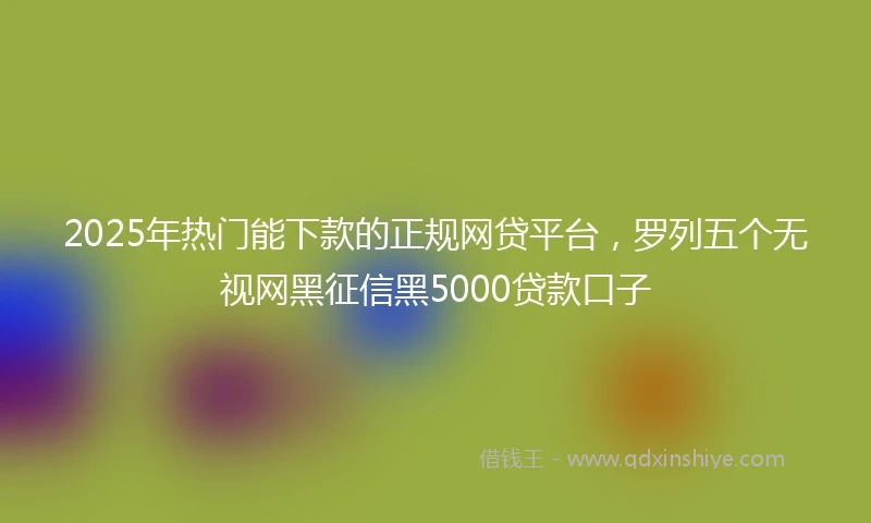 2025年热门能下款的正规网贷平台，罗列五个无视网黑征信黑5000贷款口子