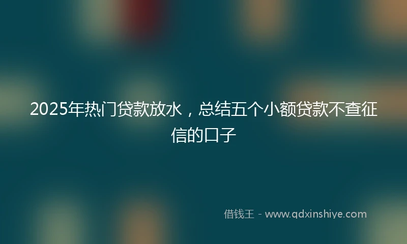 2025年热门贷款放水，总结五个小额贷款不查征信的口子