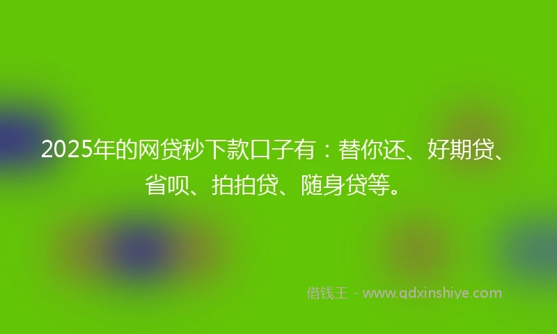 2025年的网贷秒下款口子有：替你还、好期贷、省呗、拍拍贷、随身贷等。