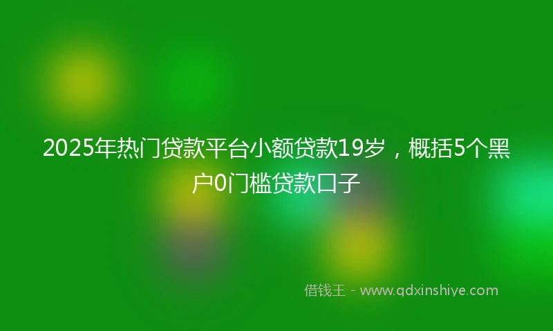 2025年热门贷款平台小额贷款19岁，概括5个黑户0门槛贷款口子
