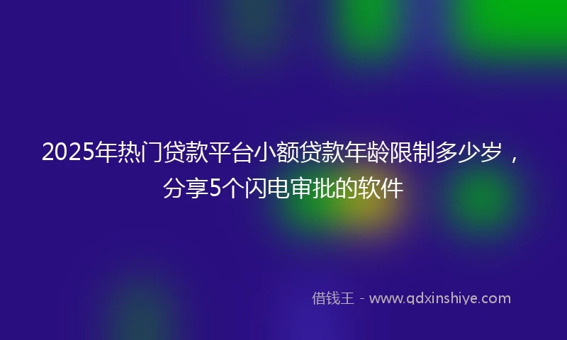 2025年热门贷款平台小额贷款年龄限制多少岁，分享5个闪电审批的软件