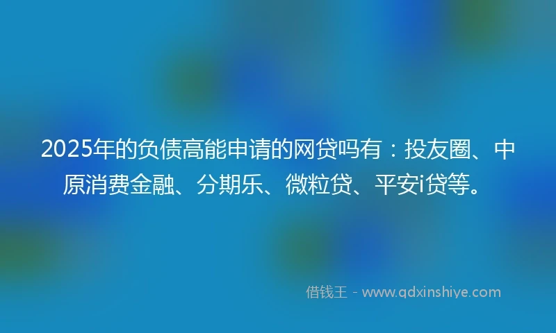 2025年的负债高能申请的网贷吗有：投友圈、中原消费金融、分期乐、微粒贷、平安i贷等。