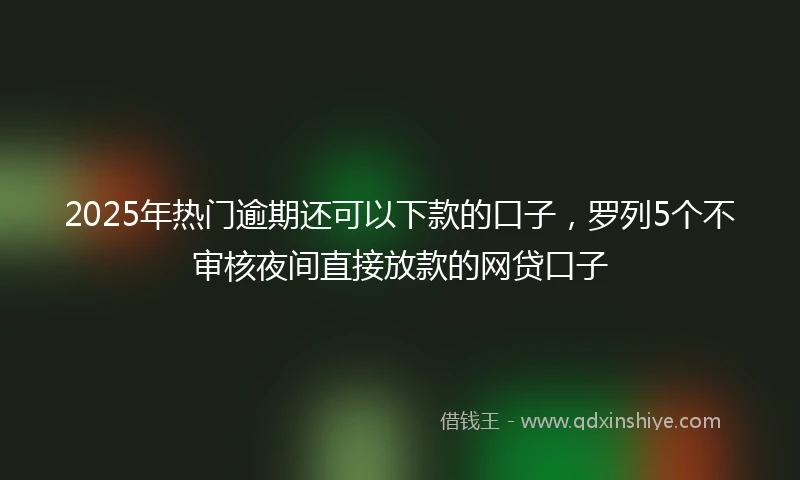 2025年热门逾期还可以下款的口子，罗列5个不审核夜间直接放款的网贷口子