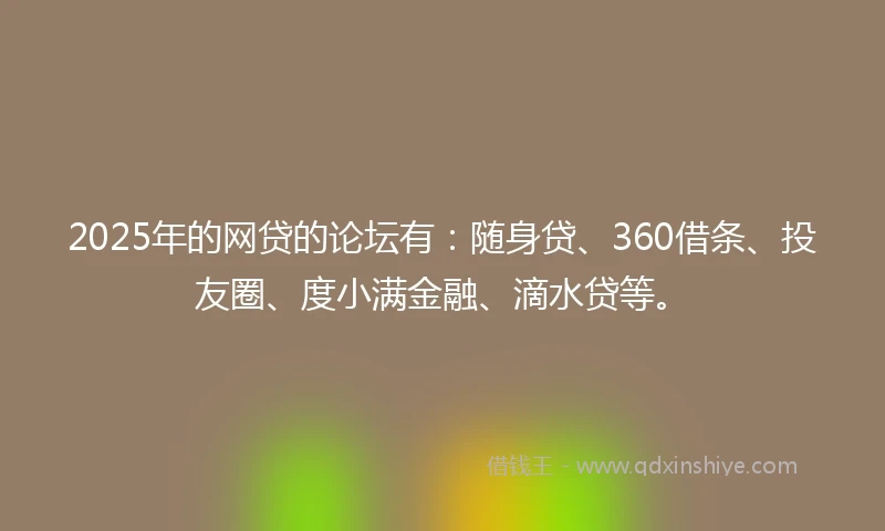 2025年的网贷的论坛有：随身贷、360借条、投友圈、度小满金融、滴水贷等。