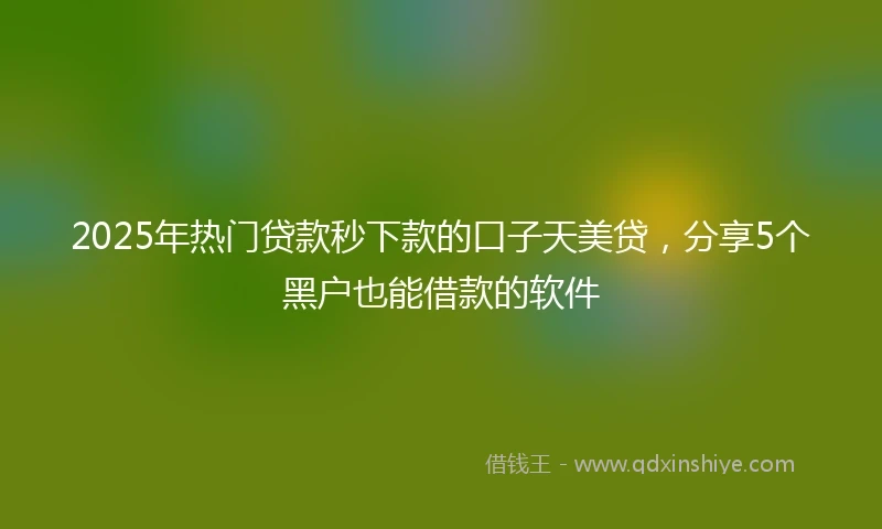 2025年热门贷款秒下款的口子天美贷,分享5个黑户也能借款的软件