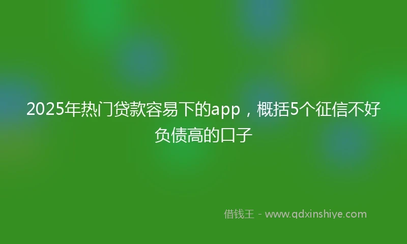 2025年热门贷款容易下的app，概括5个征信不好负债高的口子