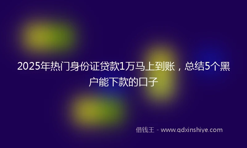 2025年热门身份证贷款1万马上到账，总结5个黑户能下款的口子