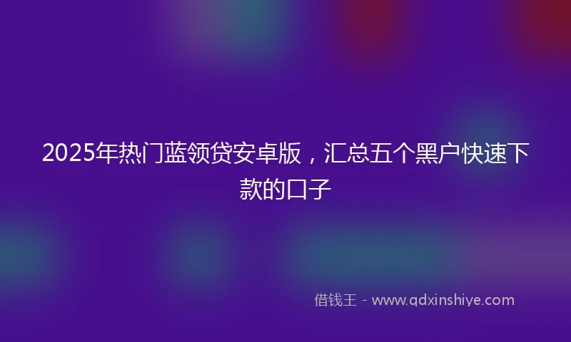 2025年热门蓝领贷安卓版，汇总五个黑户快速下款的口子