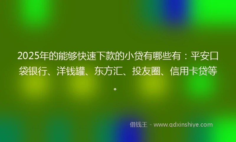 2025年的能够快速下款的小贷有哪些有：平安口袋银行、洋钱罐、东方汇、投友圈、信用卡贷等。