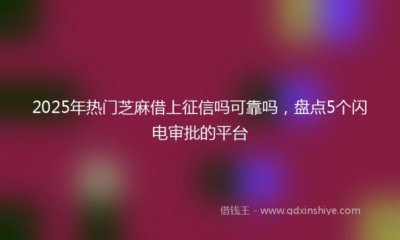 2025年热门芝麻借上征信吗可靠吗，盘点5个闪电审批的平台