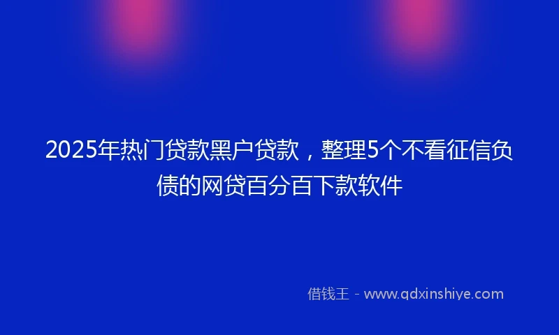 2025年热门贷款黑户贷款，整理5个不看征信负债的网贷百分百下款软件