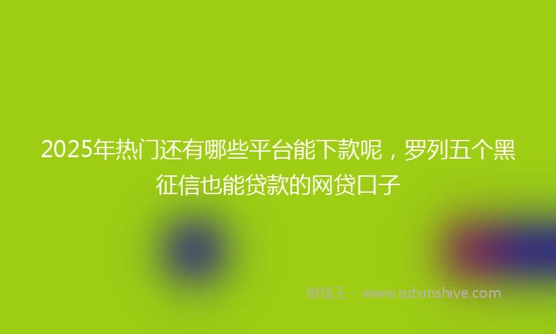 2025年热门还有哪些平台能下款呢，罗列五个黑征信也能贷款的网贷口子