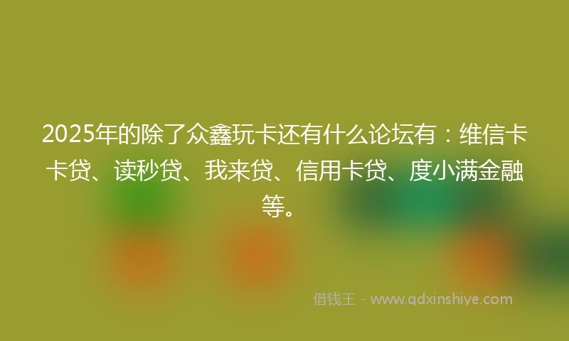 2025年的除了众鑫玩卡还有什么论坛有：维信卡卡贷、读秒贷、我来贷、信用卡贷、度小满金融等。
