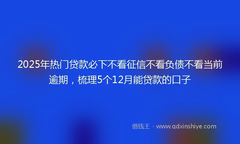 2025年热门贷款必下不看征信不看负债不看当前逾期，梳理5个12月能贷款的口子