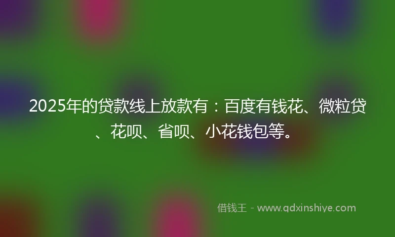 2025年的贷款线上放款有：百度有钱花、微粒贷、花呗、省呗、小花钱包等。