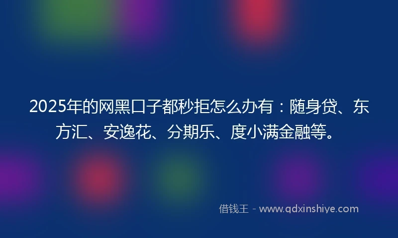 2025年的网黑口子都秒拒怎么办有：随身贷、东方汇、安逸花、分期乐、度小满金融等。