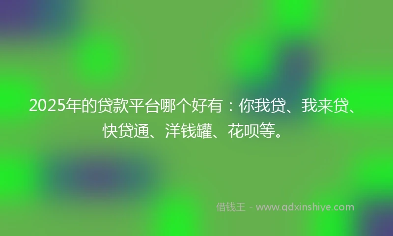 2025年的贷款平台哪个好有：你我贷、我来贷、快贷通、洋钱罐、花呗等。