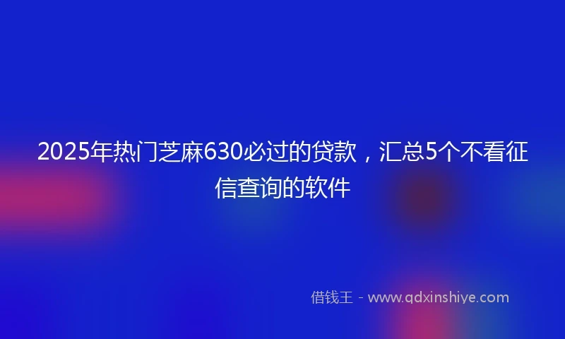 2025年热门芝麻630必过的贷款，汇总5个不看征信查询的软件